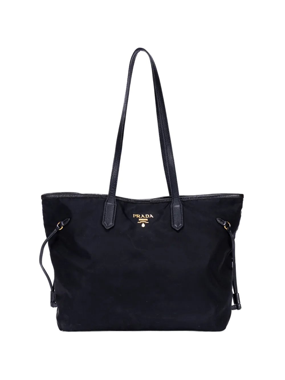 logo-plaque drawstring tote bag