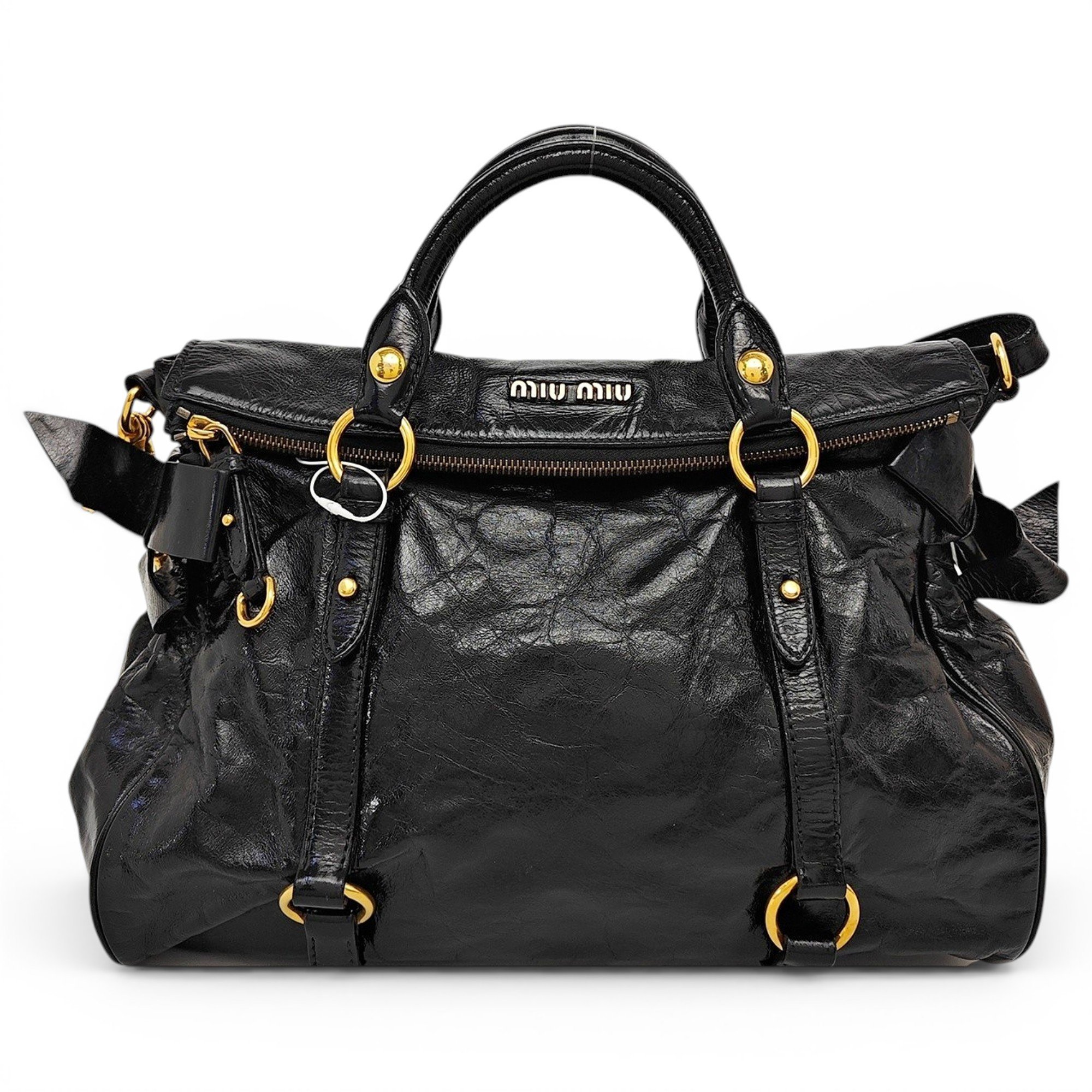 Bow bag leather handbag