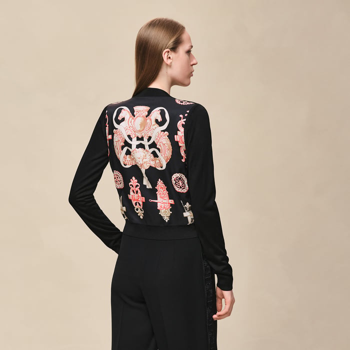 Noir "Ferronnerie Remix" Long-sleeve Twillaine Cardigan