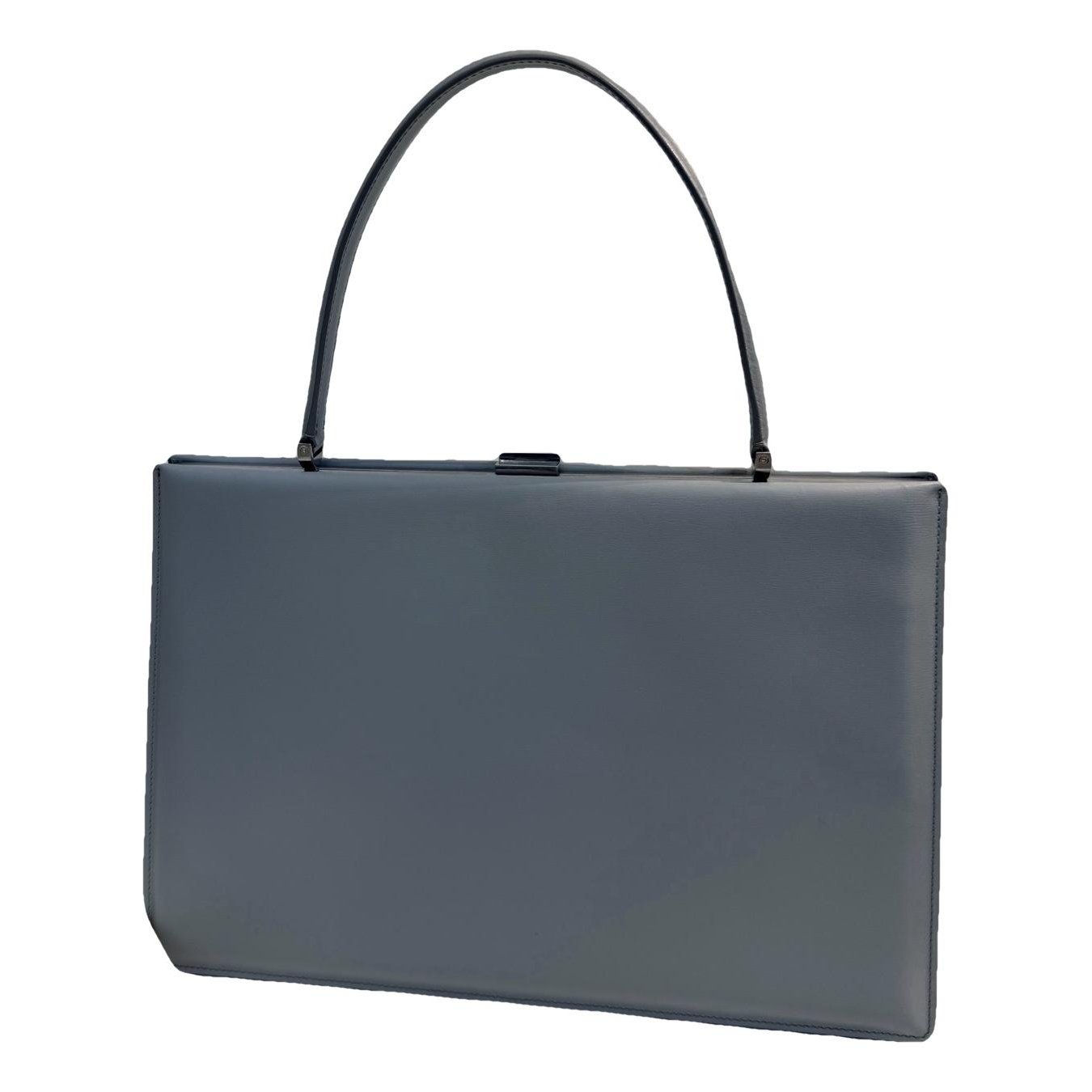 Clasp leather handbag