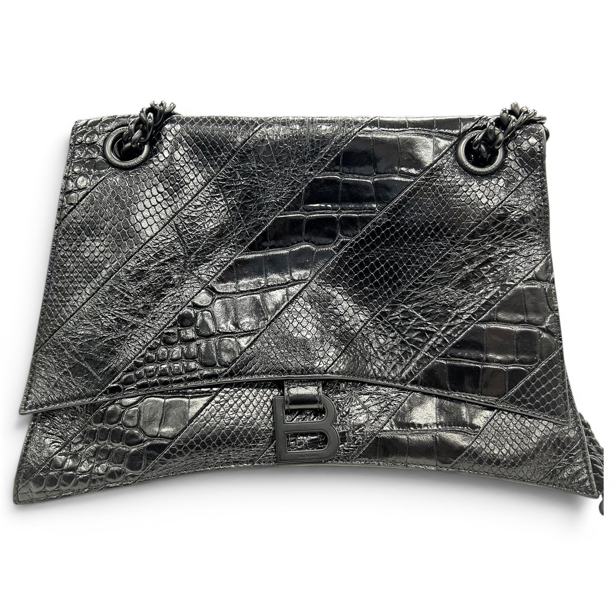 Hourglass leather handbag