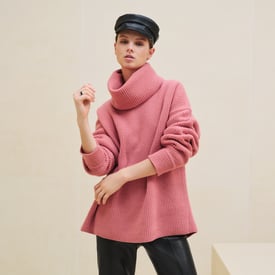 Long-sleeve cashmere tunic sweater