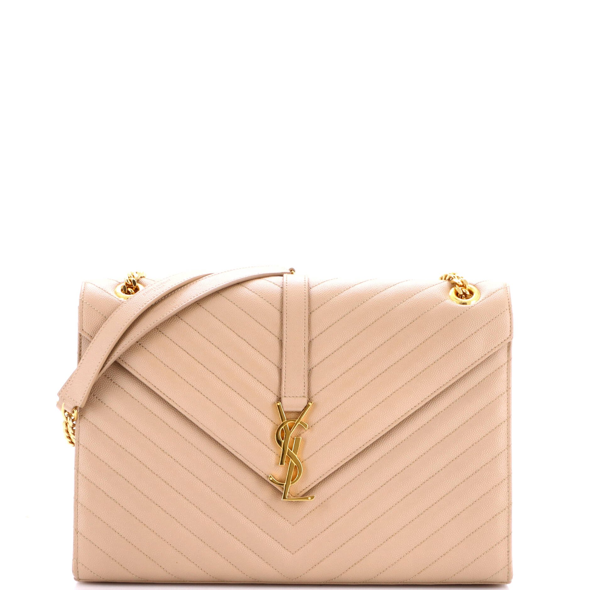 Saint Laurent Classic Monogram Envelope Satchel Matelasse Chevron Leather Large