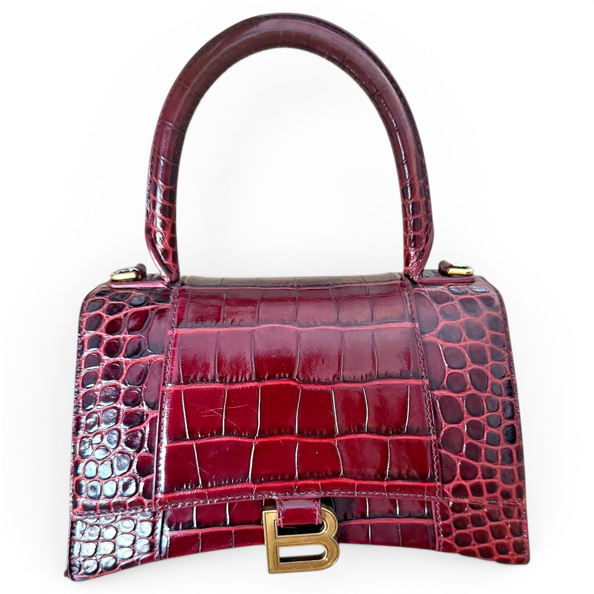 Hourglass leather handbag