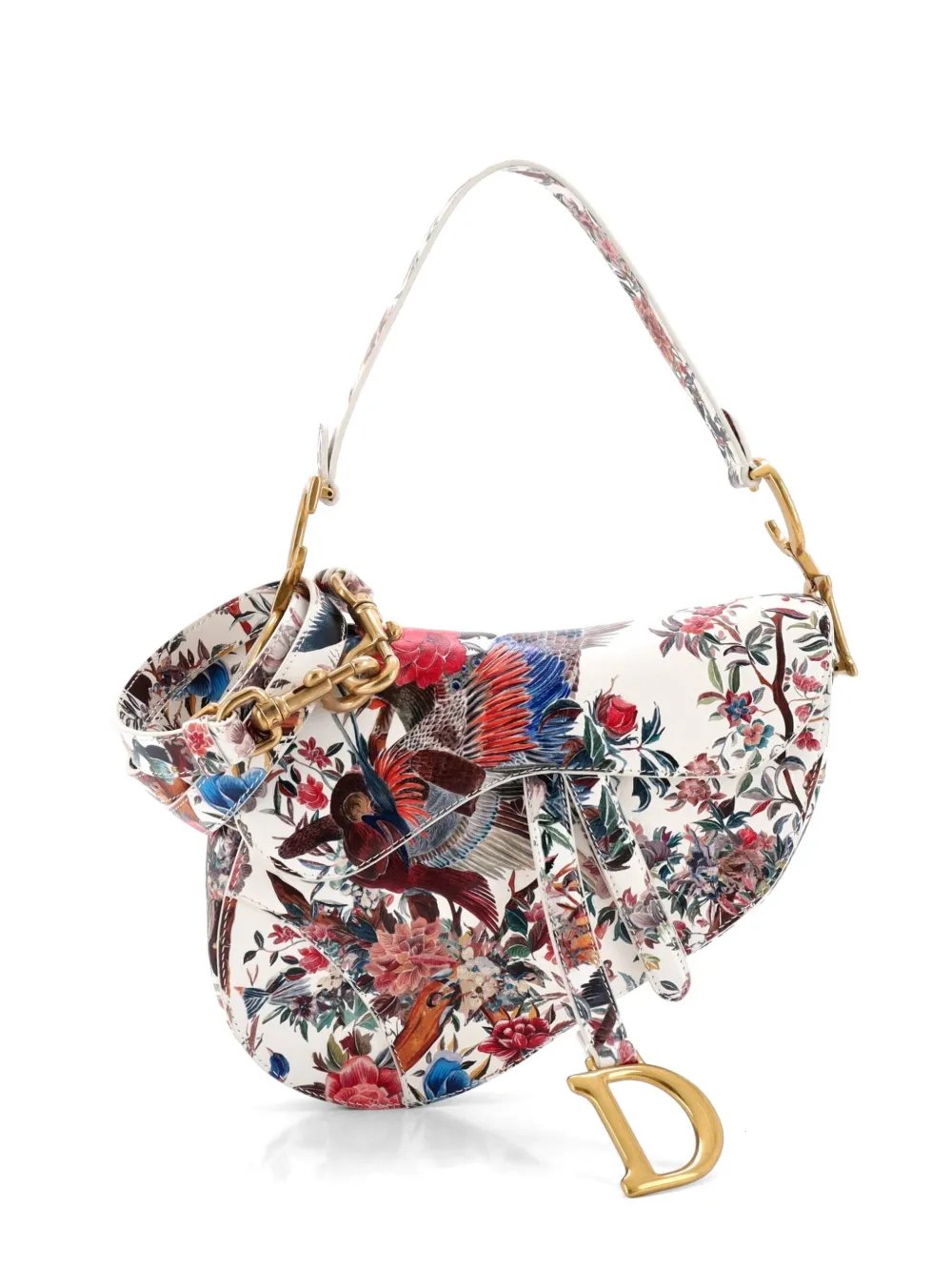 Saddle Handbag with Strap Printed Leather Medium shoulder bag