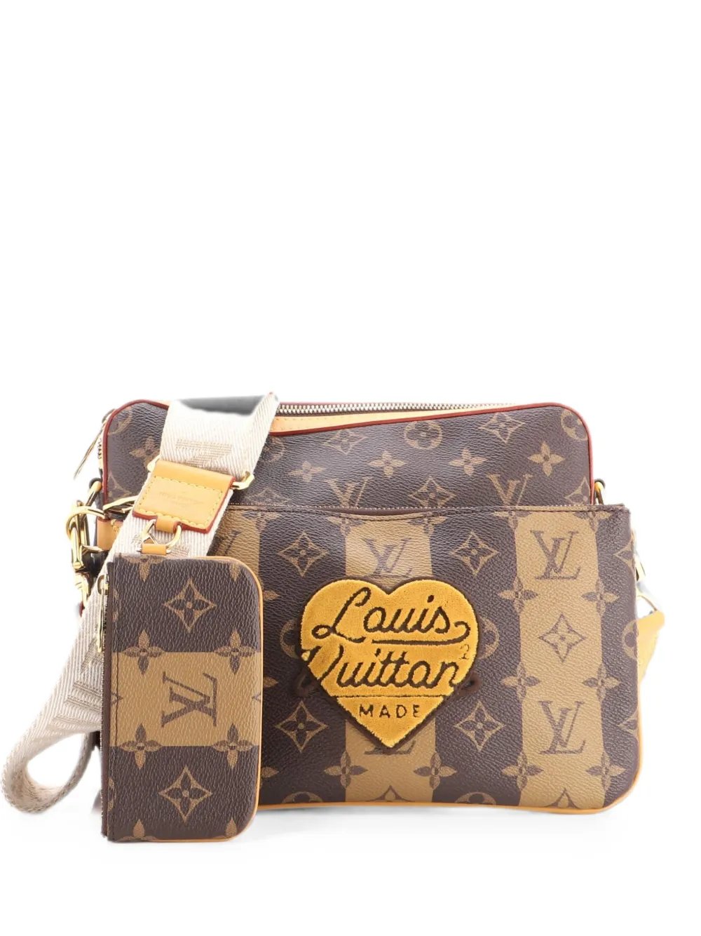 Nigo Trio Messenger Bag Limited Edition Stripes Monogram Canvas crossbody bag