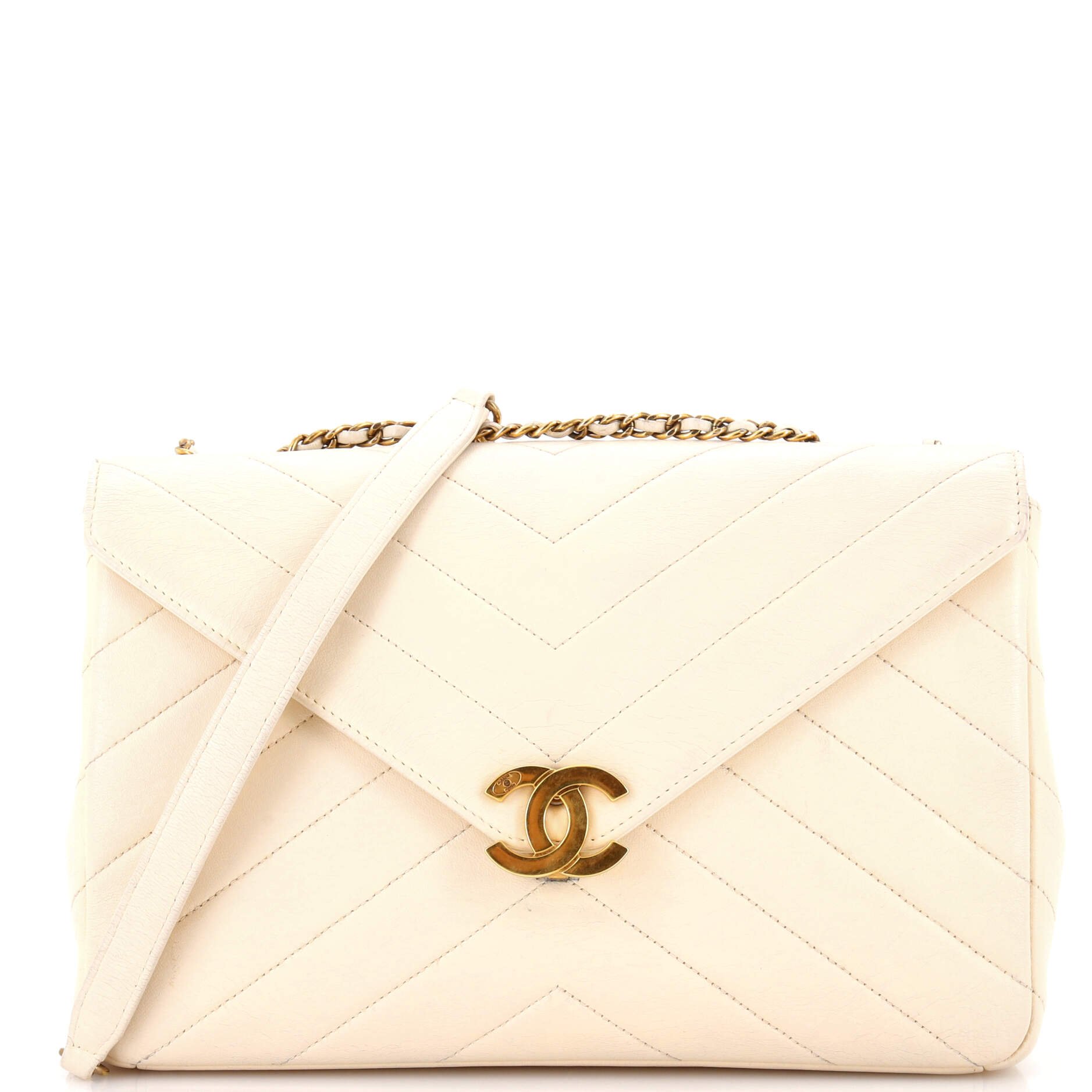 Coco Envelope Flap Bag Chevron Leather Large