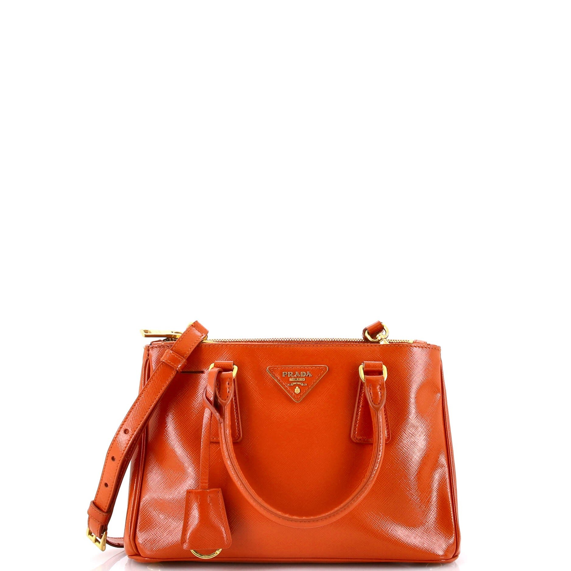 Double Zip Lux Tote Vernice Saffiano Leather Mini