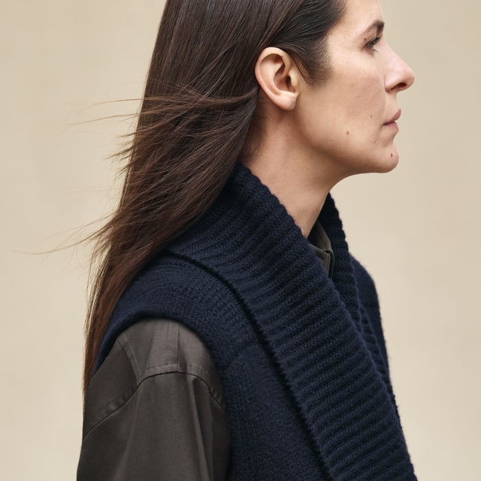 Bleu Noir Belted Cashmere Sleeveless Cardigan