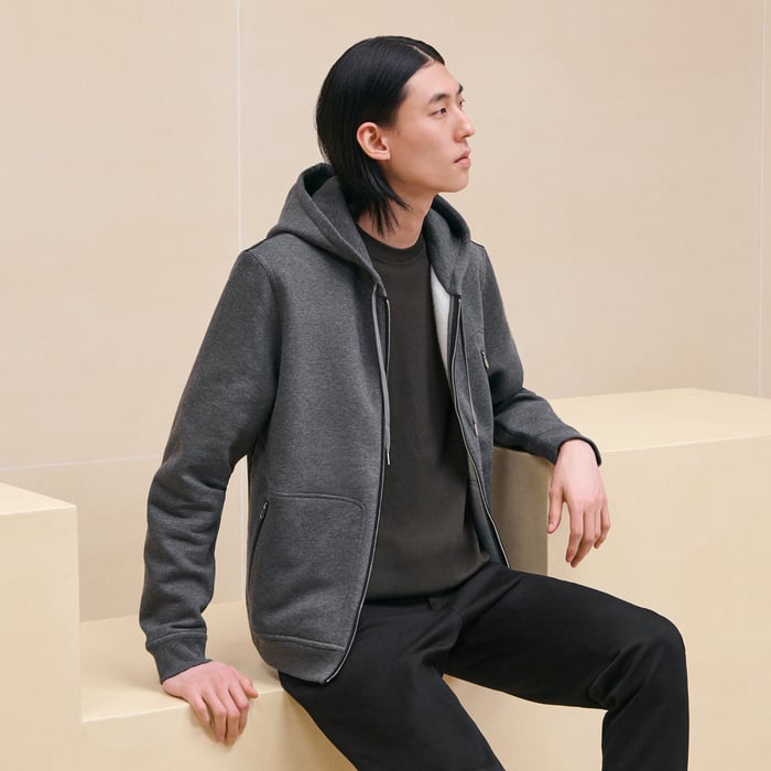 Anthracite Sport Capsule Zipped Hooded Sweater