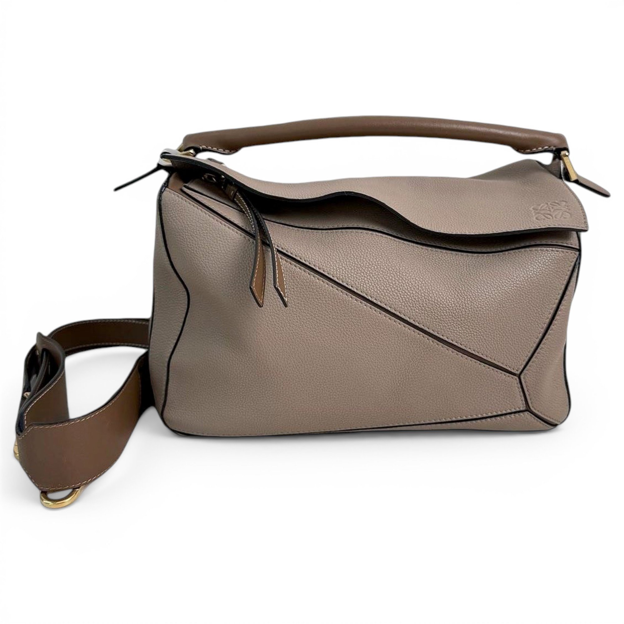 Puzzle leather handbag