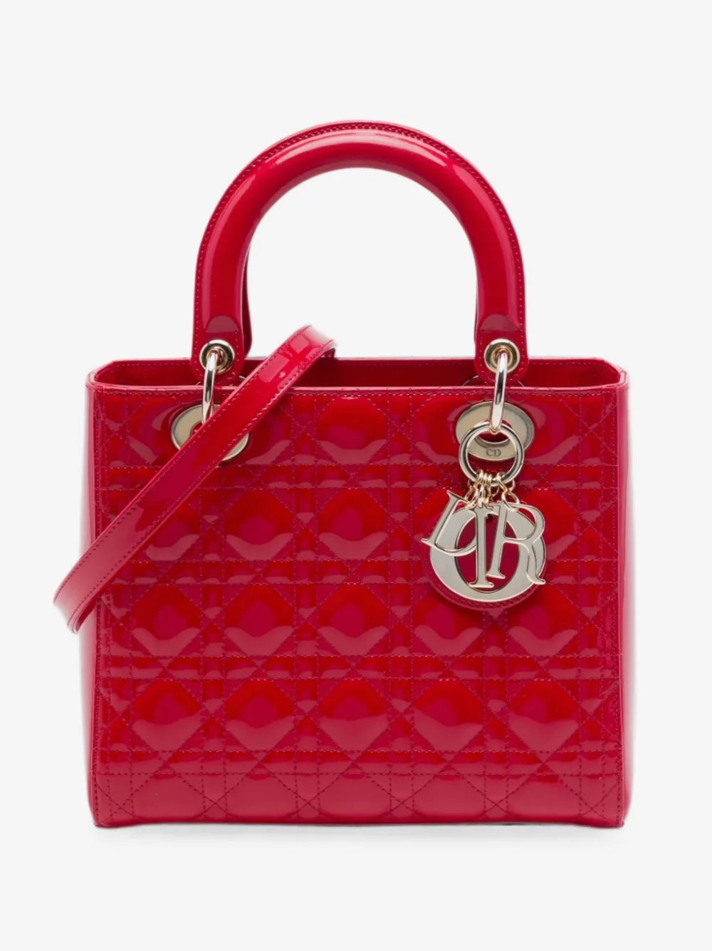 2015 Medium Patent Cannage Lady Dior satchel