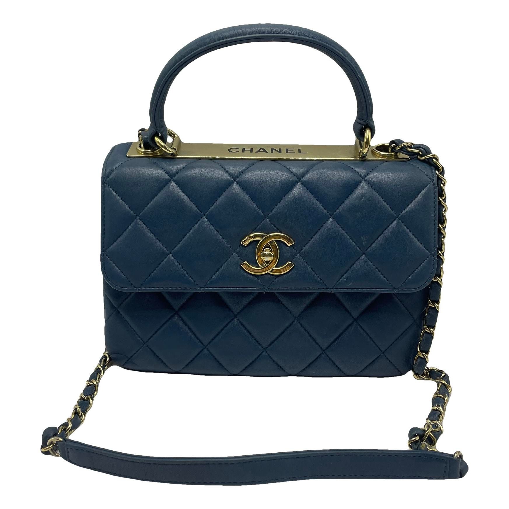 Trendy CC Top Handle leather handbag
