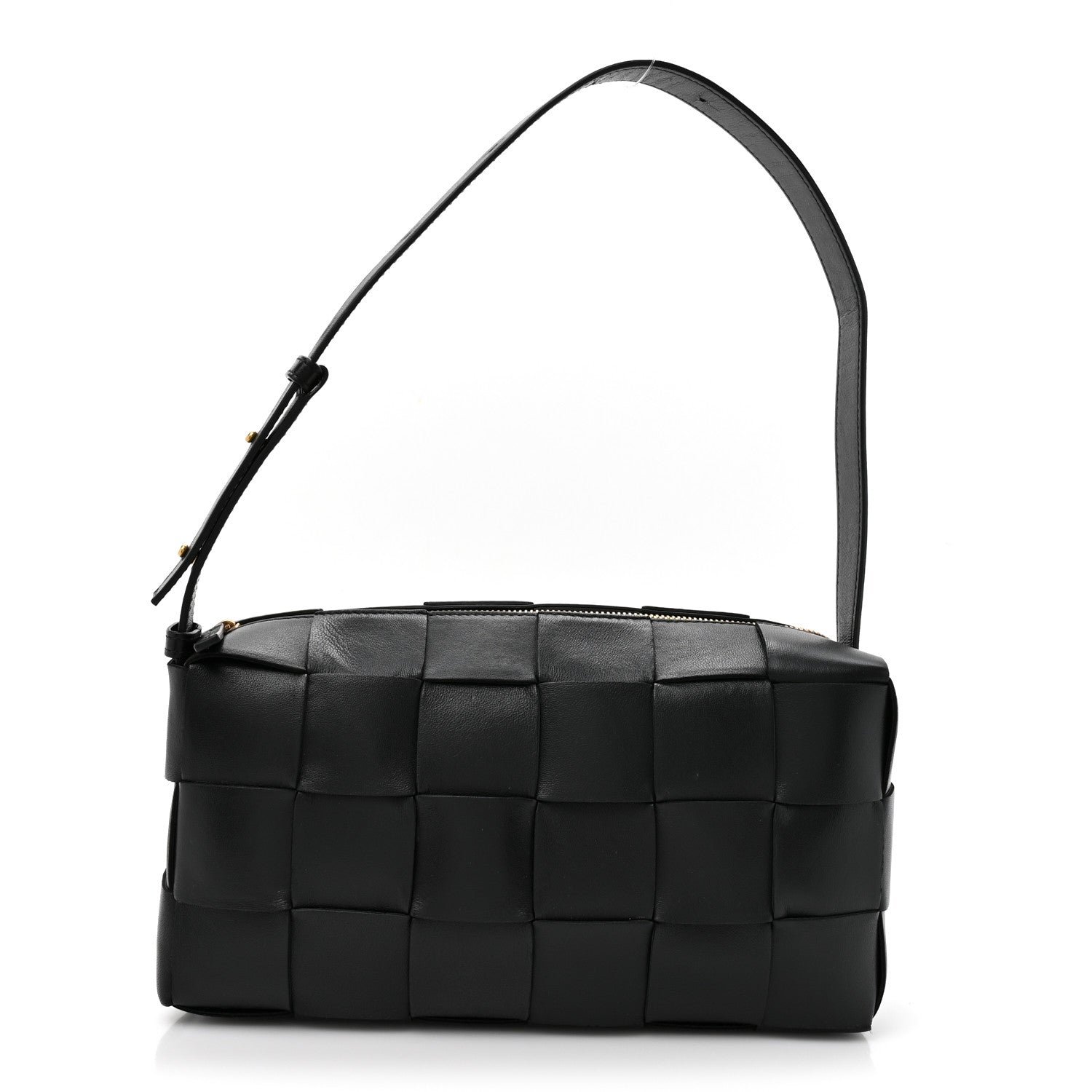 Bottega Veneta Lambskin Maxi Intrecciato Brick Cassette Bag Black