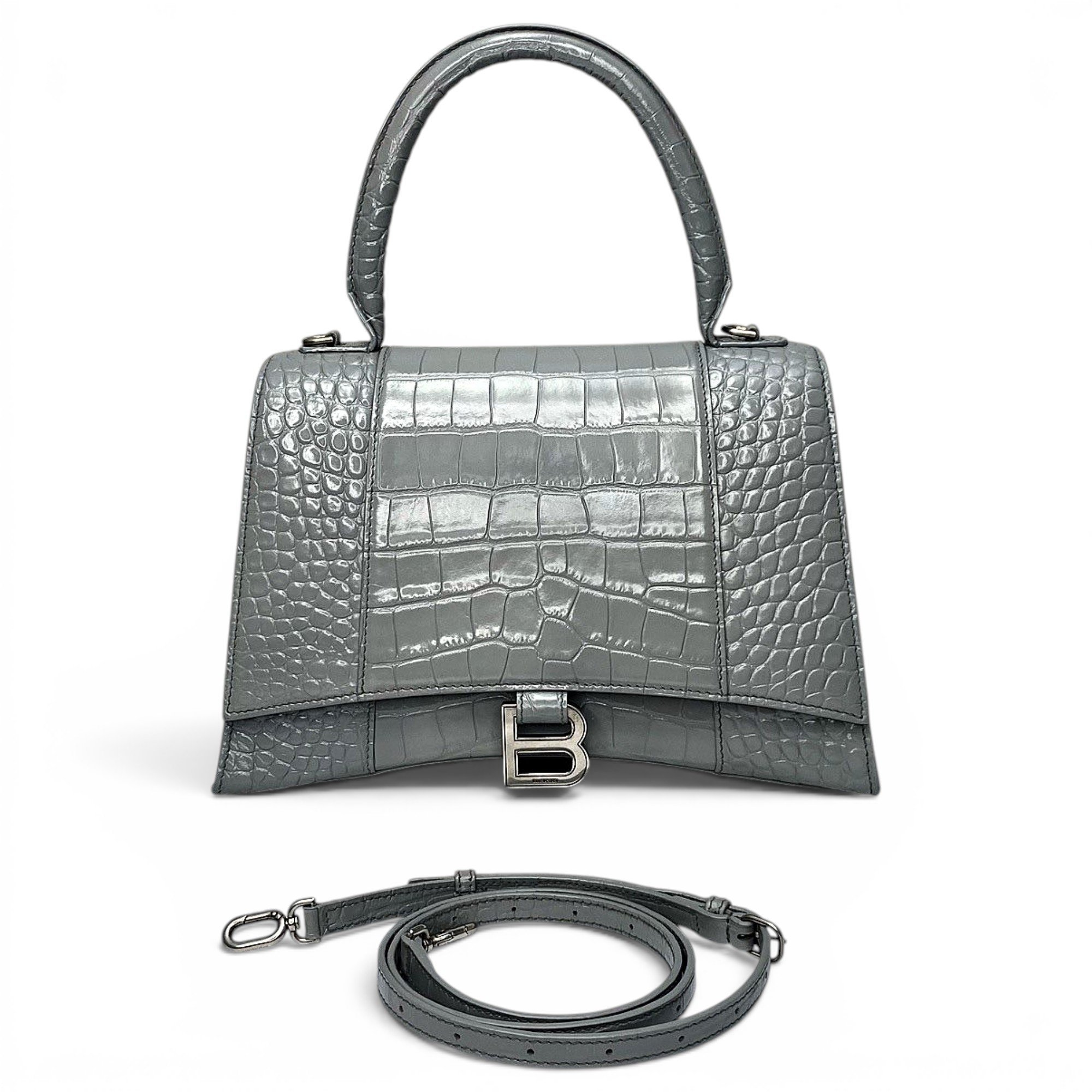 Hourglass leather handbag