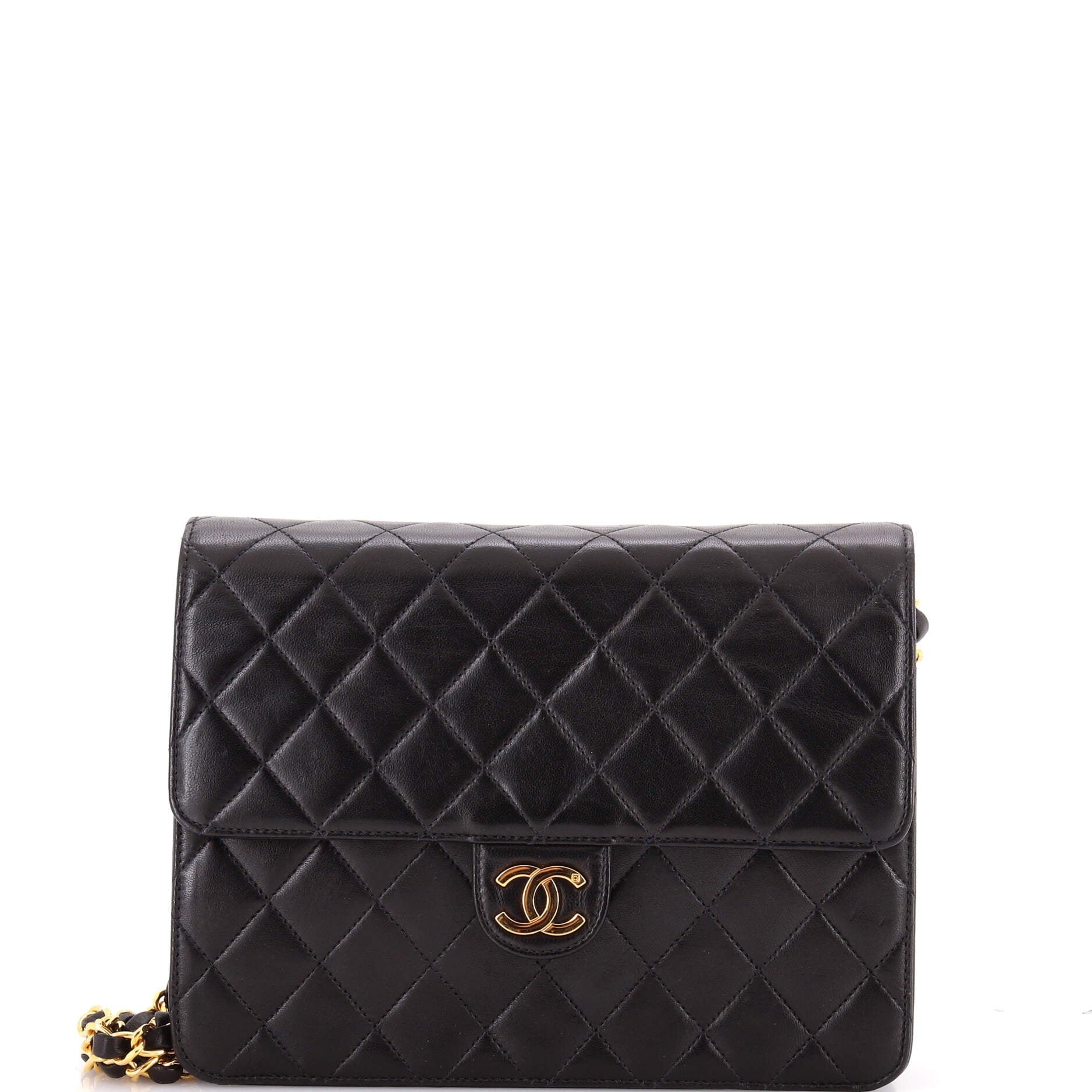 Vintage Clutch with Chain Quilted Leather Small