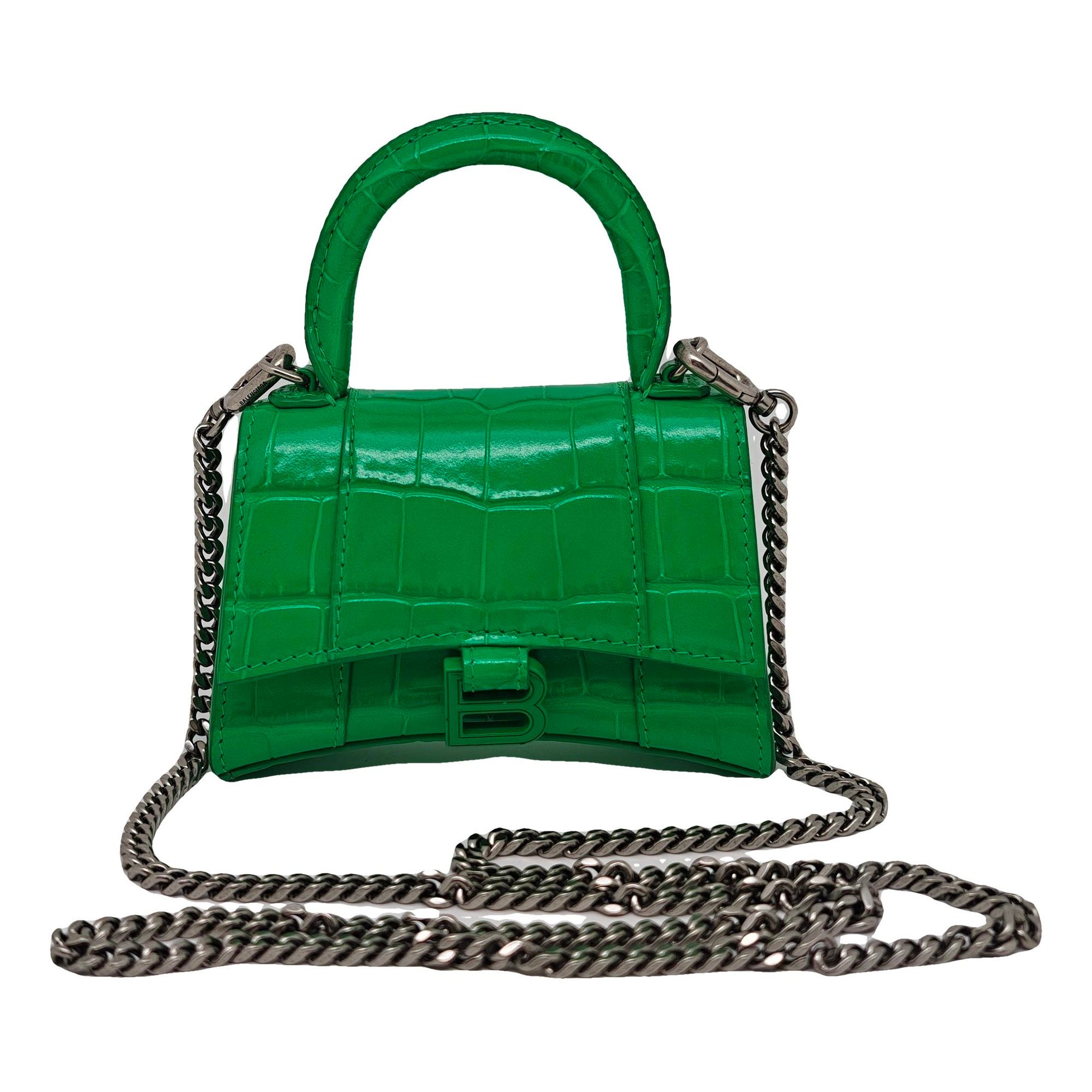 Hourglass leather handbag
