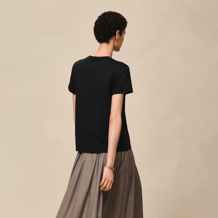 Noir T-shirt Droit Cartouche