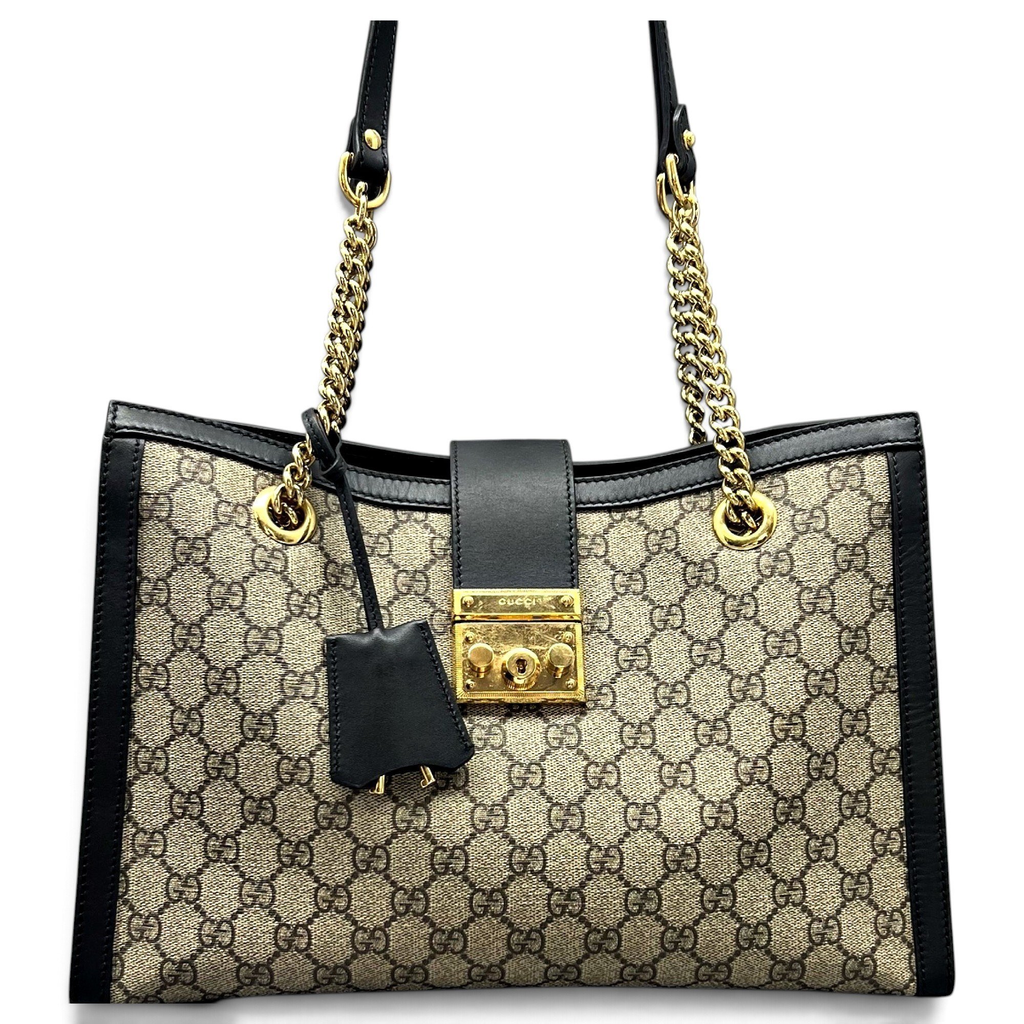 Padlock leather tote