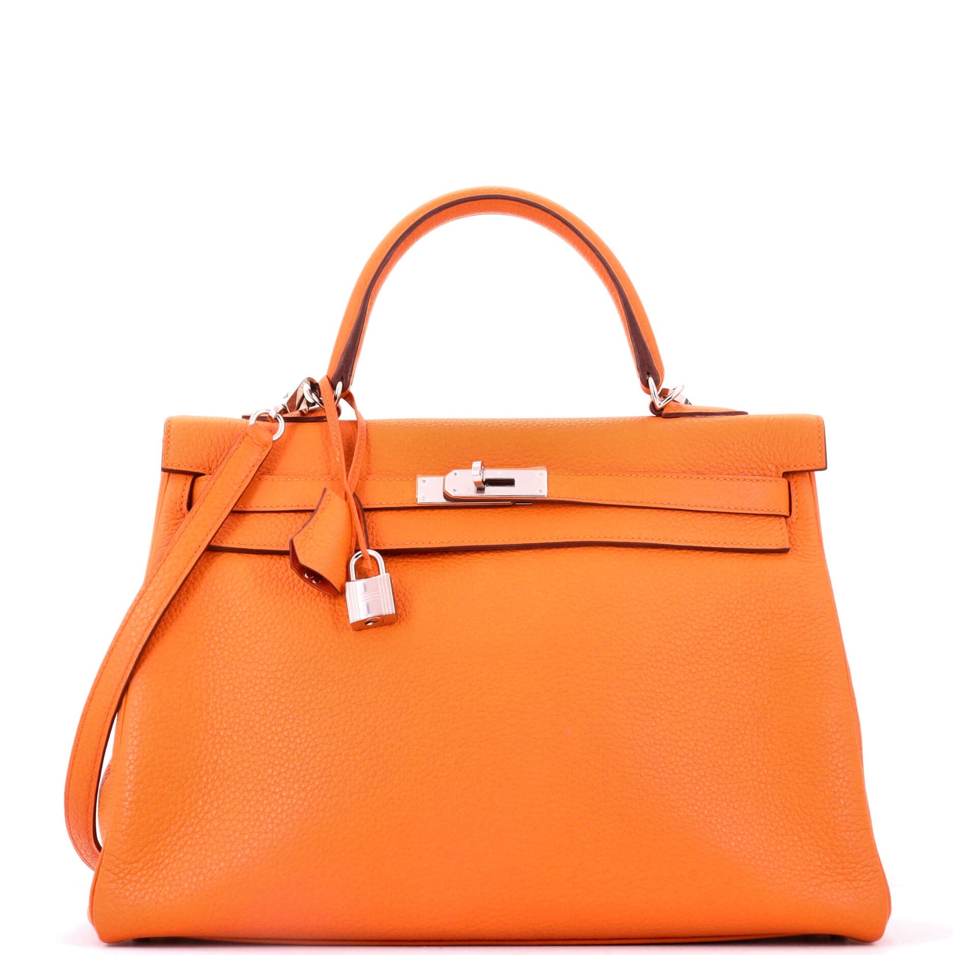 Kelly Handbag Orange H Togo with Palladium Hardware 35