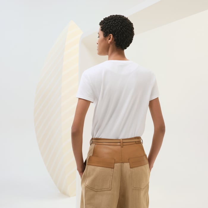 Blanc Camiseta Recta Con Bolsillo Bordado