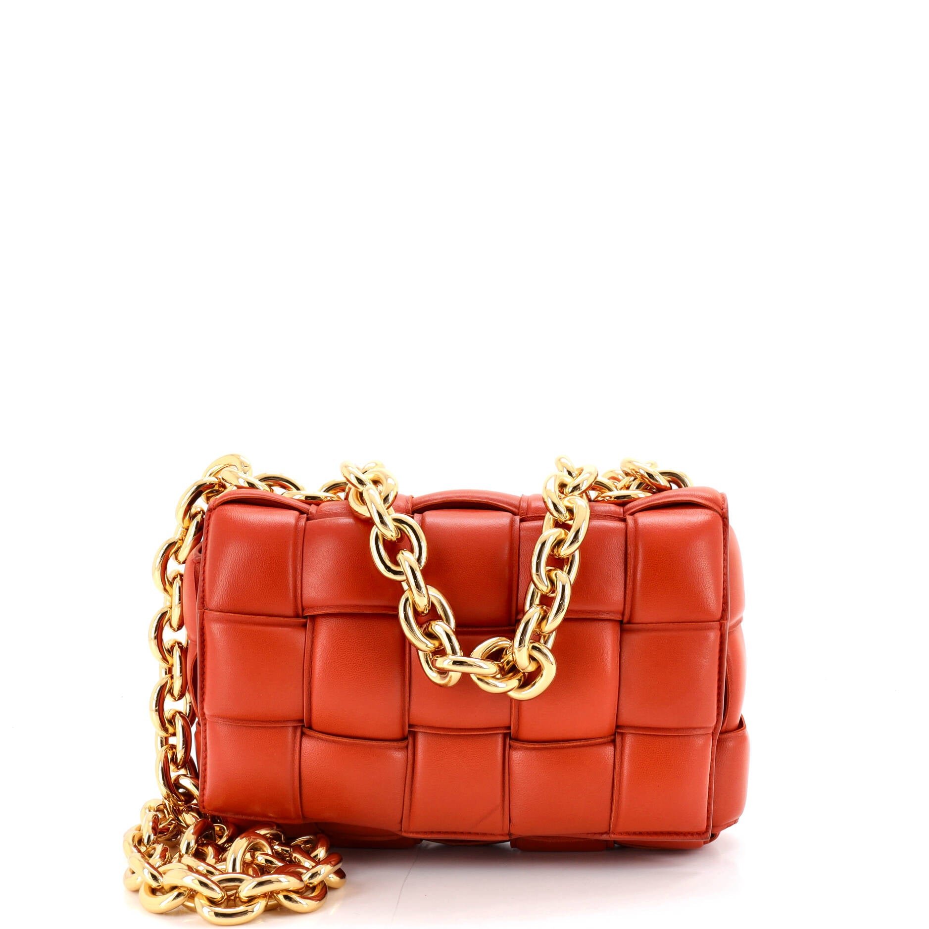 Cassette Chain Crossbody Bag Padded Maxi Intrecciato Leather