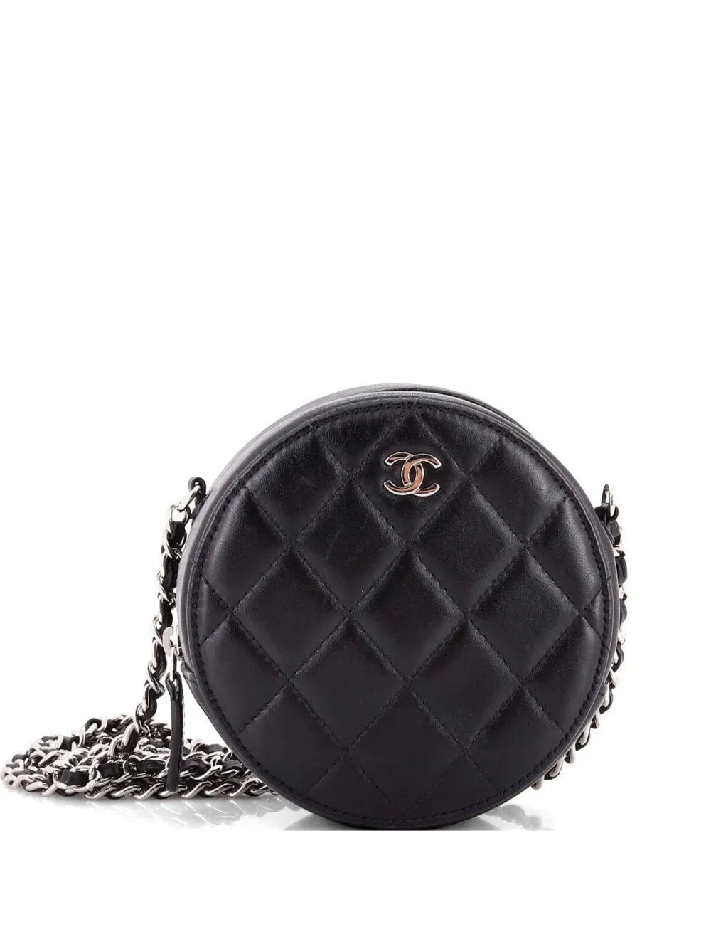 Round Clutch with Chain Quilted Lambskin Mini crossbody bag