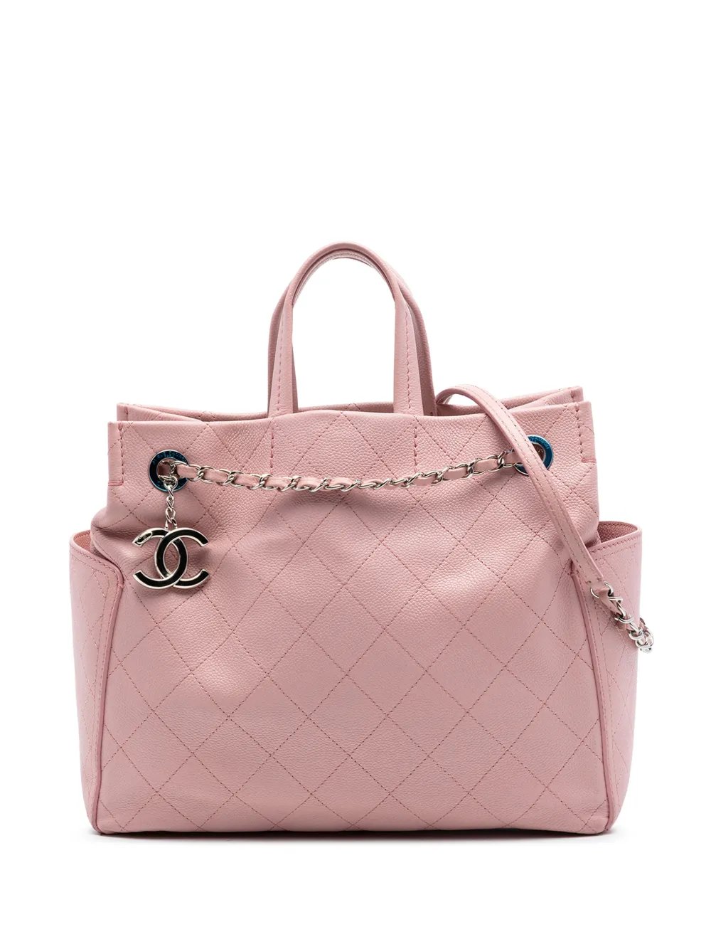2014 Small Quilted Caviar CC Pocket Tote satchel