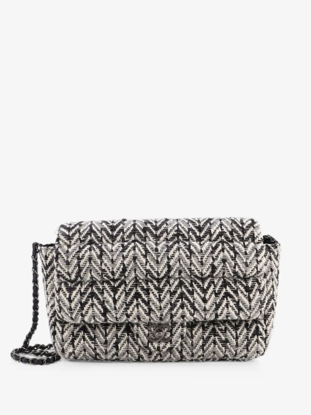CC Chain Single Flap Bag Quilted Herringbone Tweed Medium shoulder bag
