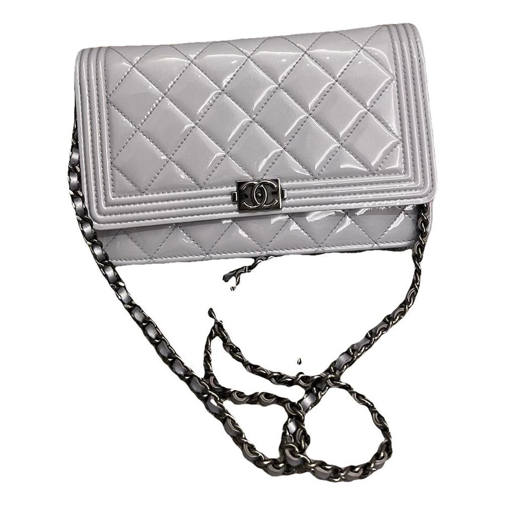 Wallet On Chain Boy Half Flap patent leather crossbody bag