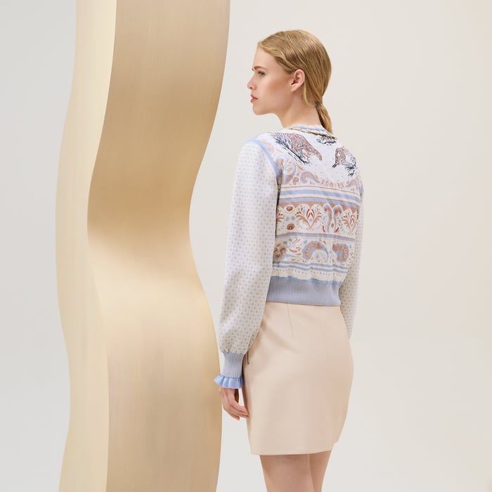 Blanc Sel "Guepards Et Palmettes" Quilted Twillaine Jacket