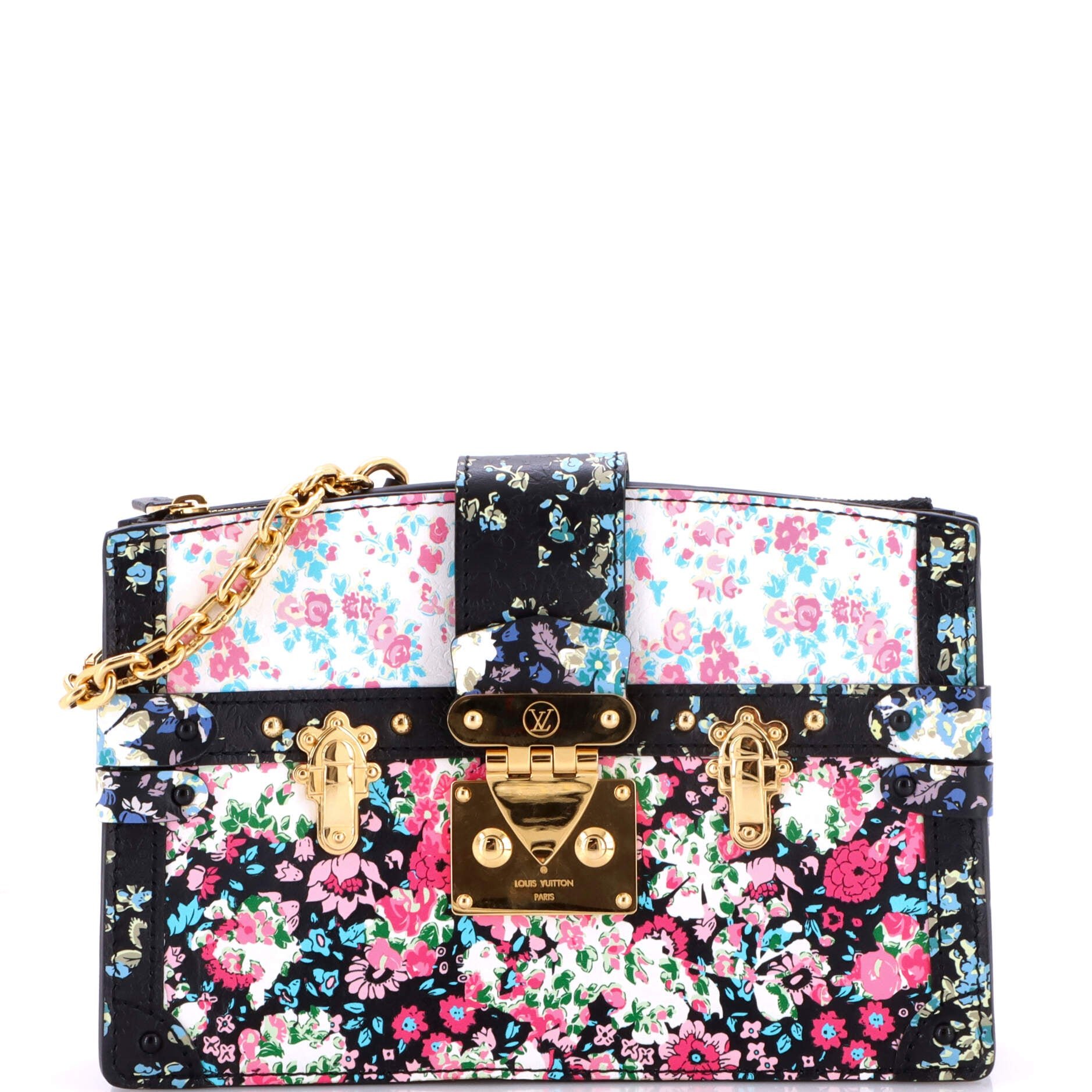 Trunk Clutch Floral Printed Leather