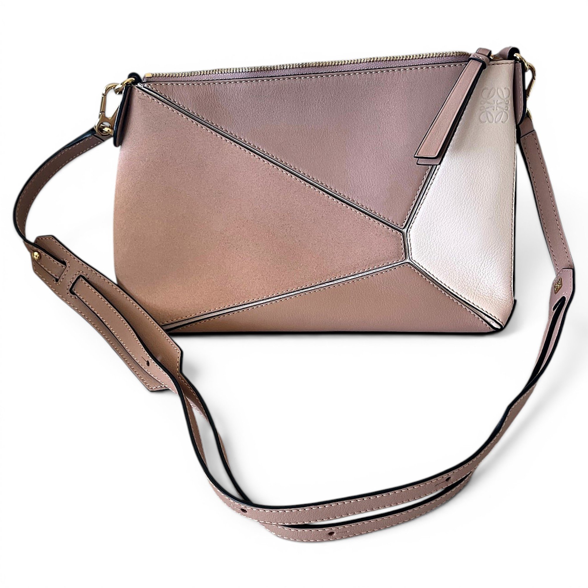Puzzle leather handbag
