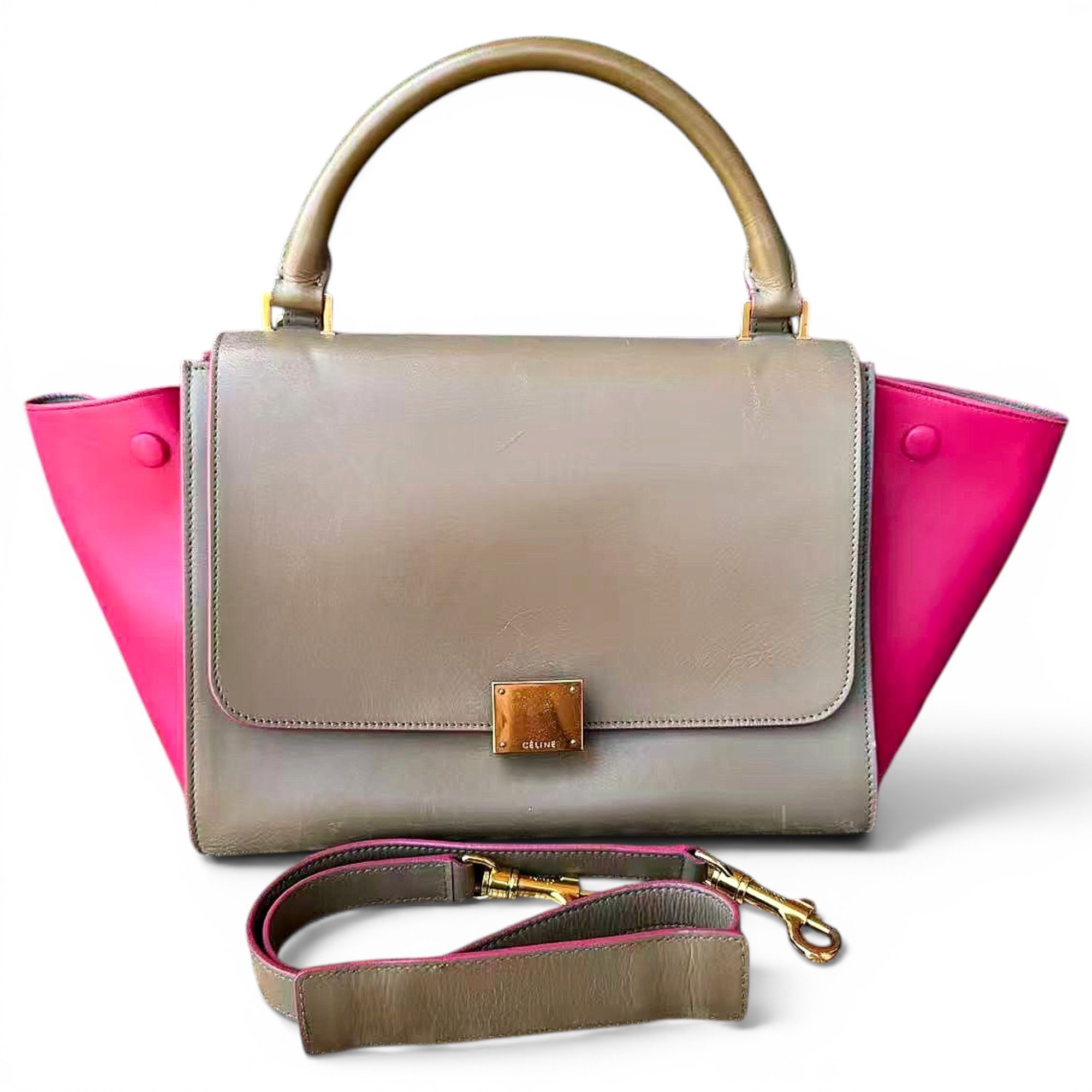 Trapèze leather handbag