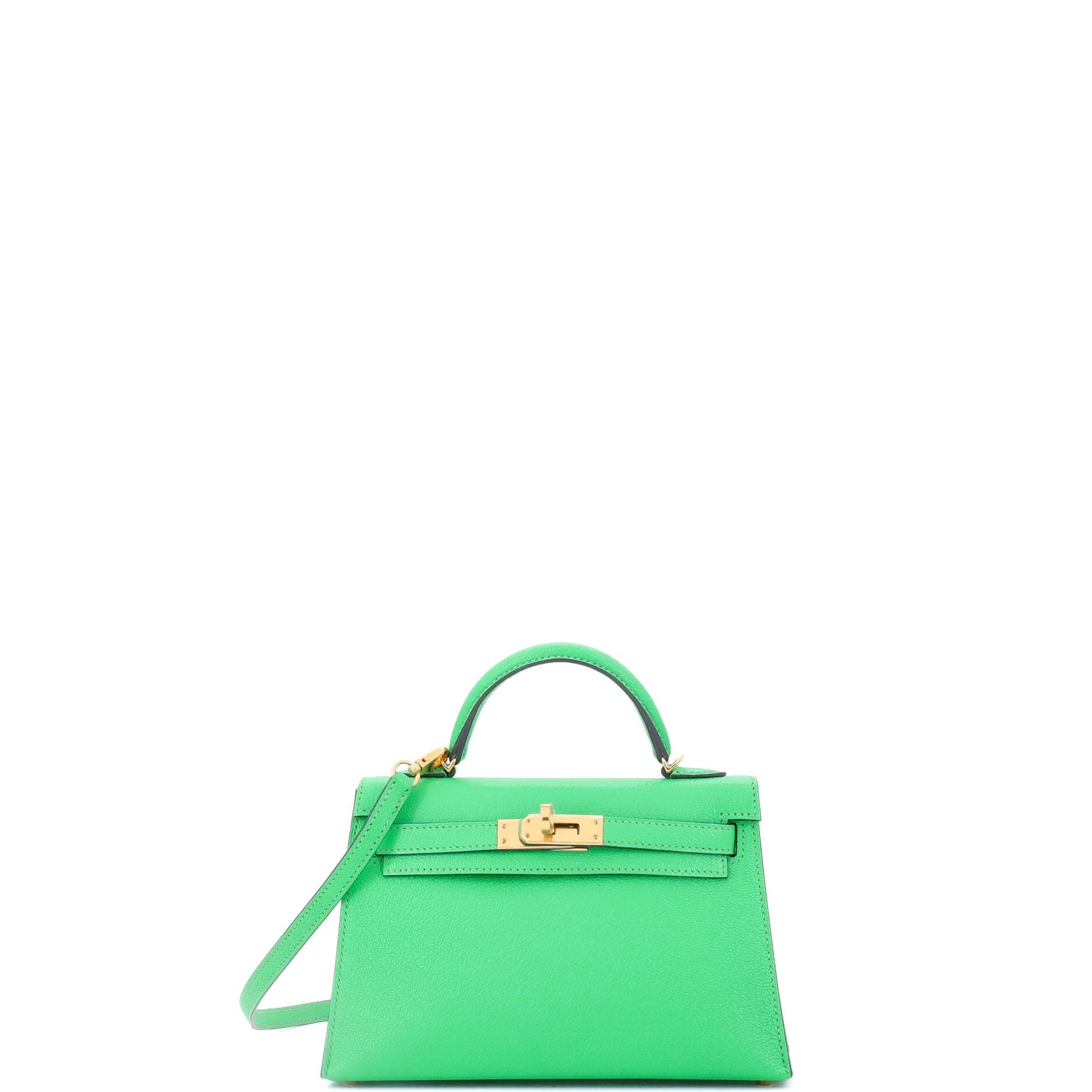 Hermes Kelly Mini II Bag Vert Comics Chevre Mysore with Gold Hardware 20