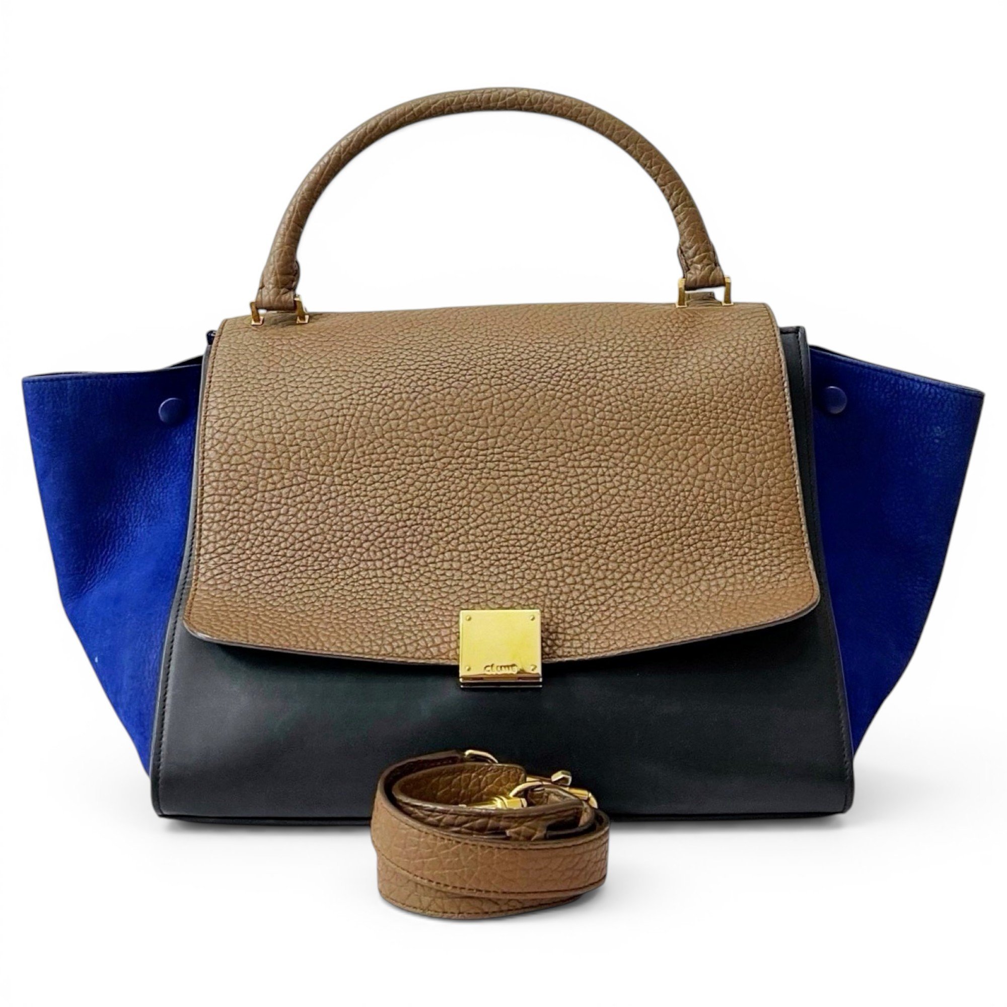 Trapèze leather handbag
