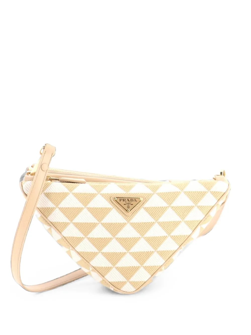 Double Symbole Triangle Bag Leather and Jacquard Mini shoulder bag
