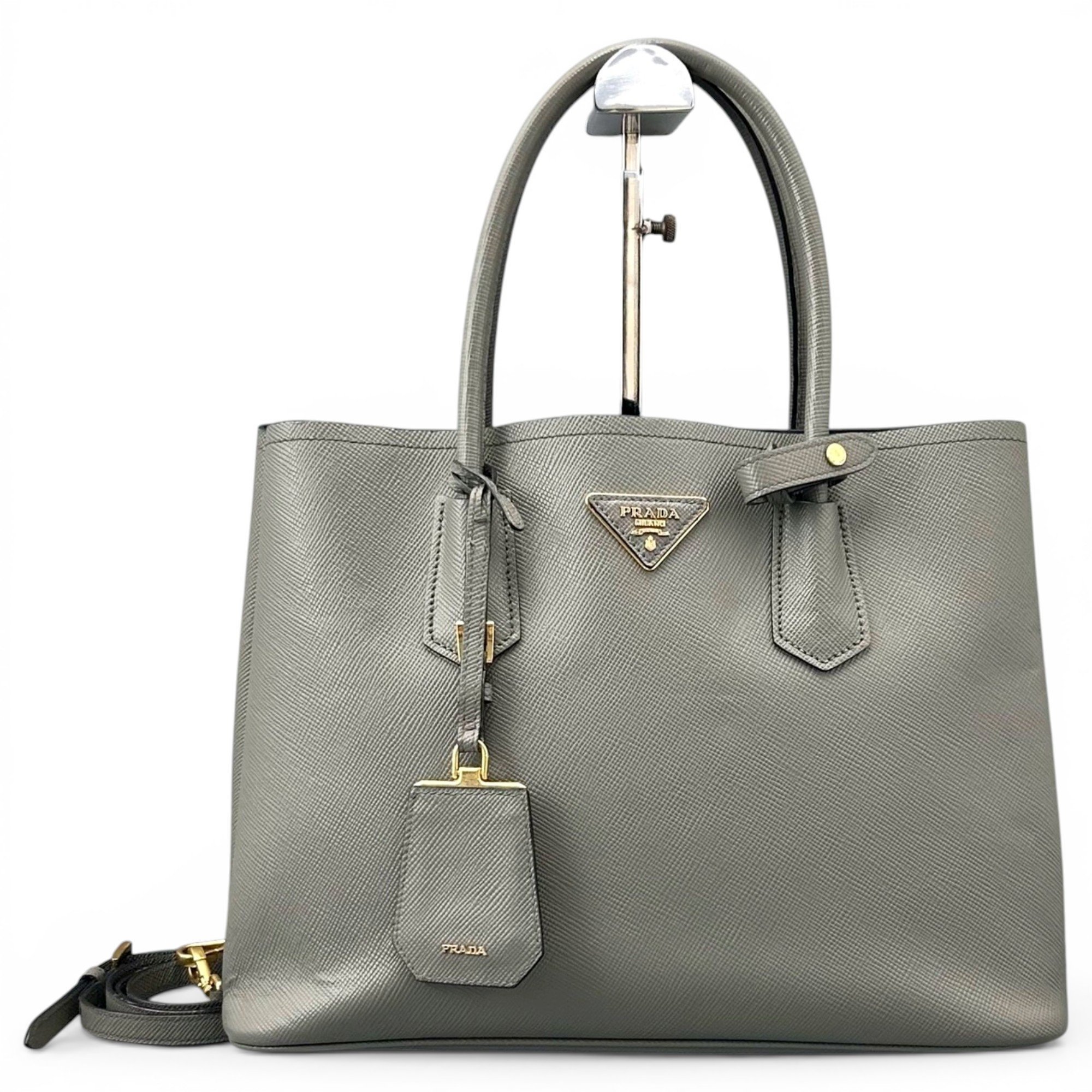 Double leather handbag