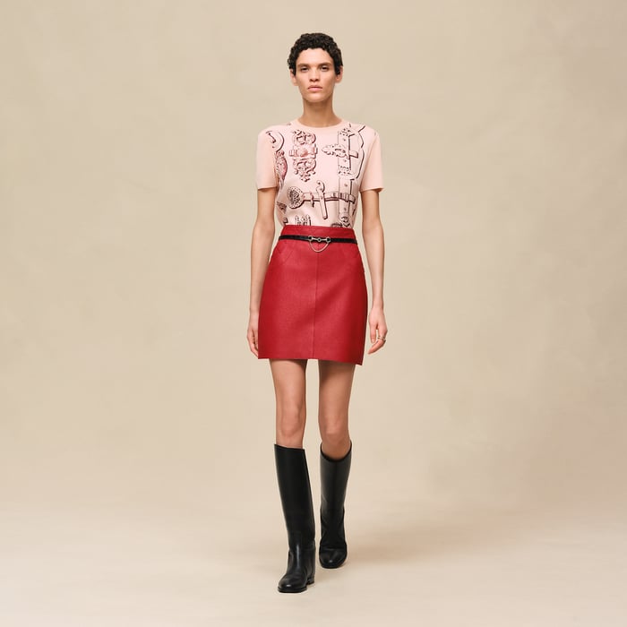Rose Opaline "Ferronnerie Remix" Short-sleeve Twillaine Sweater