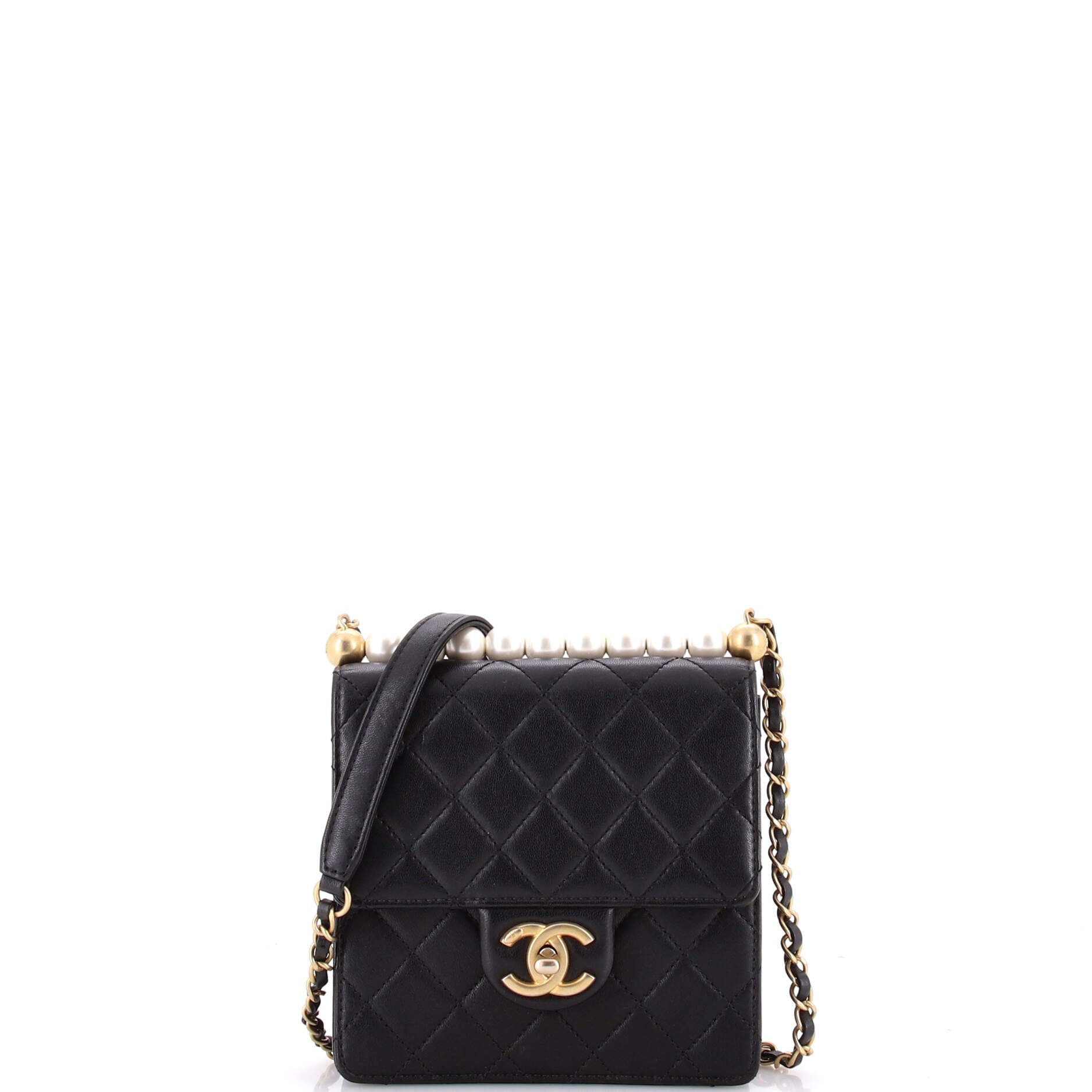 Chic Pearls Flap Bag Quilted Lambskin Mini
