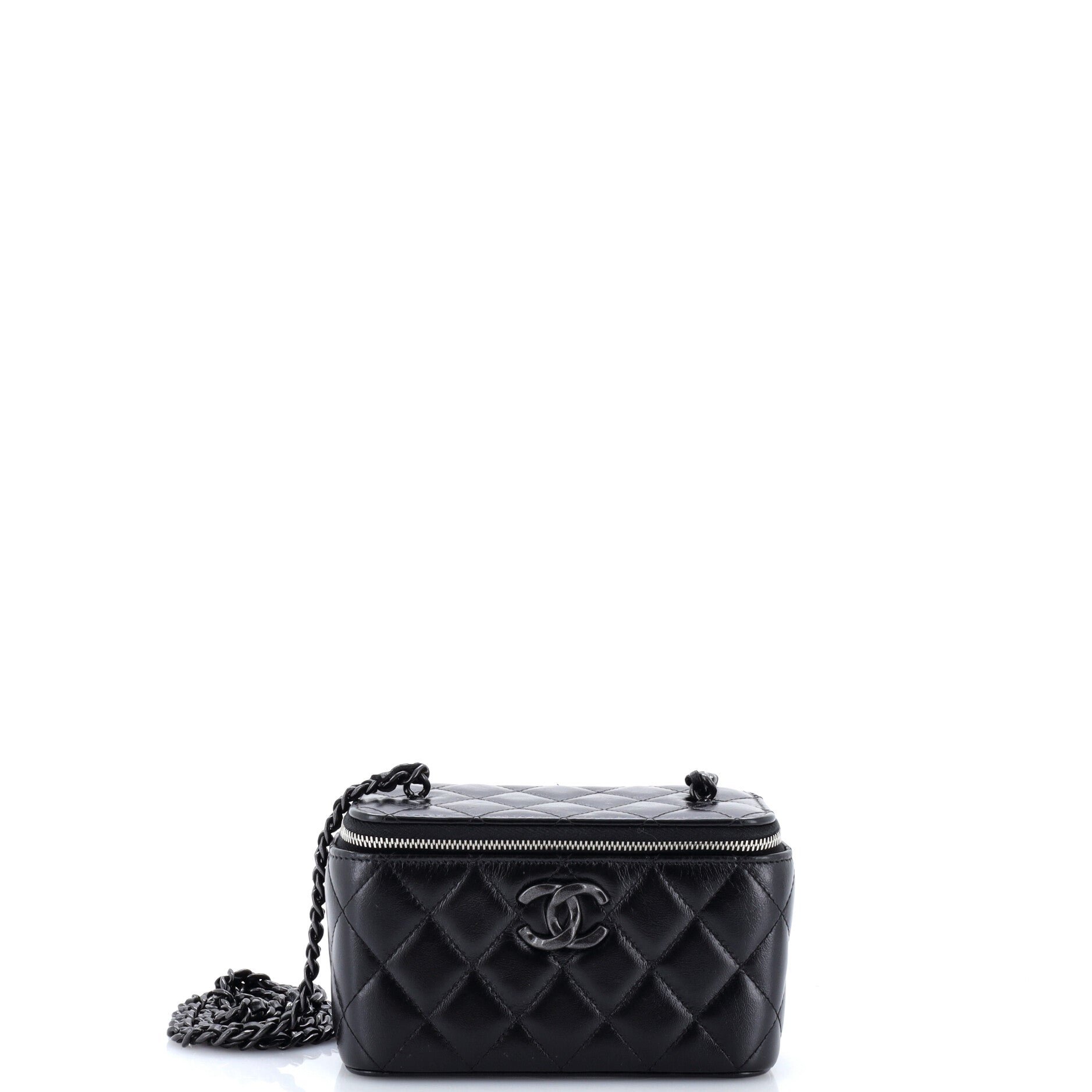 So Black Classic Vanity Case with Chain Quilted Lambskin Small