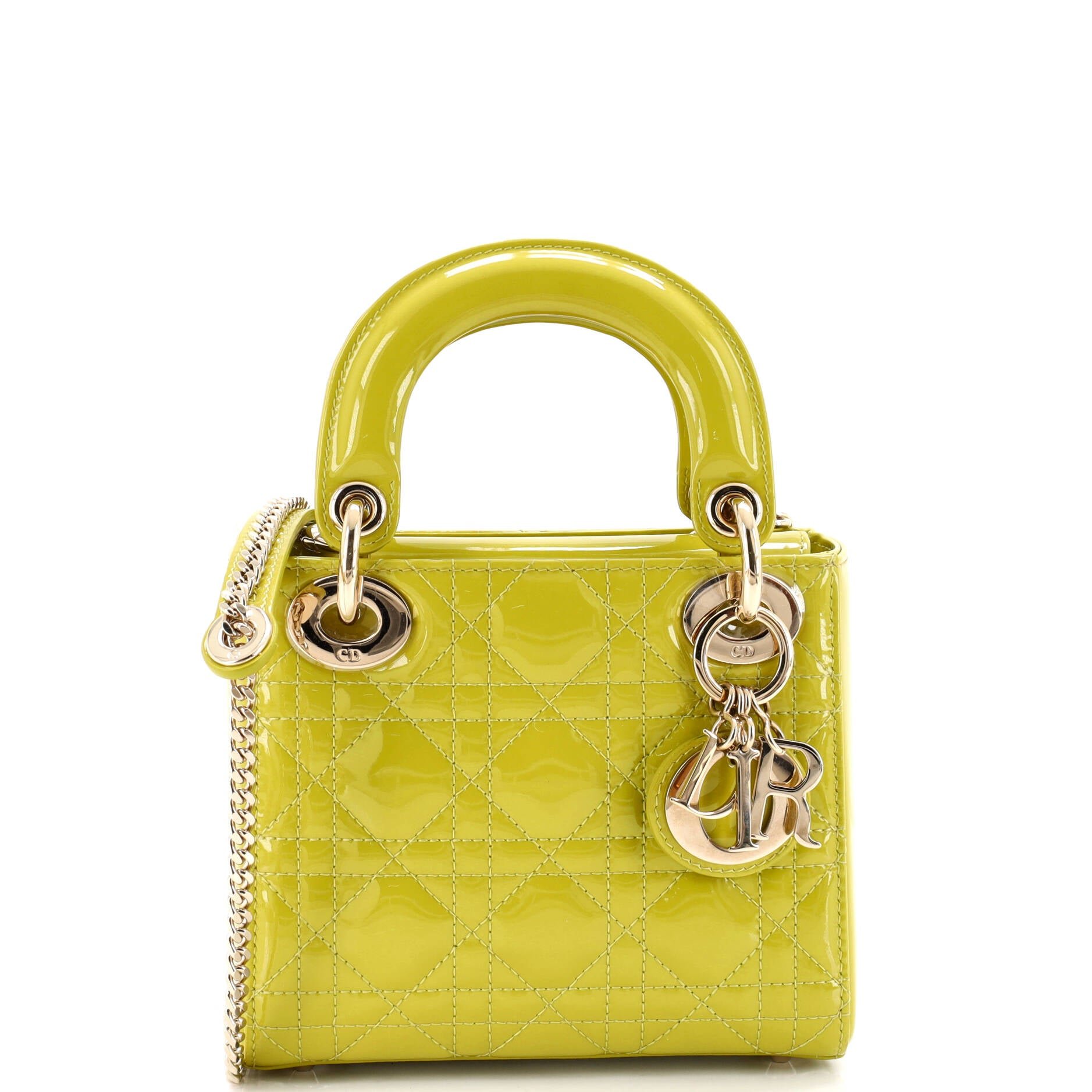 Lady Dior Chain Bag Cannage Quilt Patent Mini