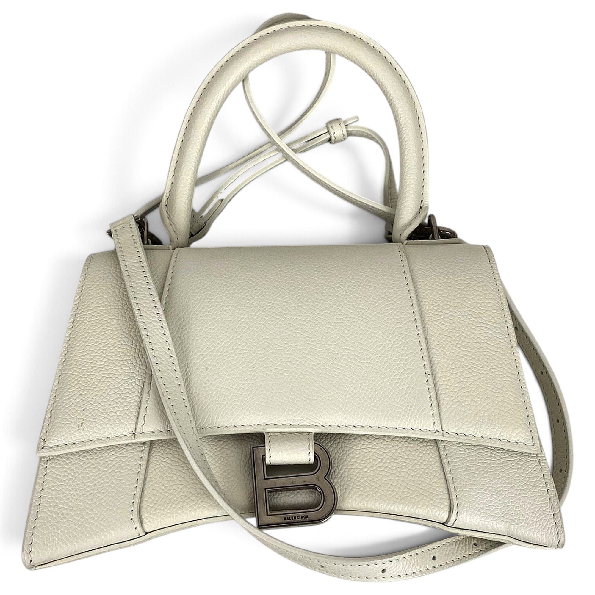 Hourglass leather handbag