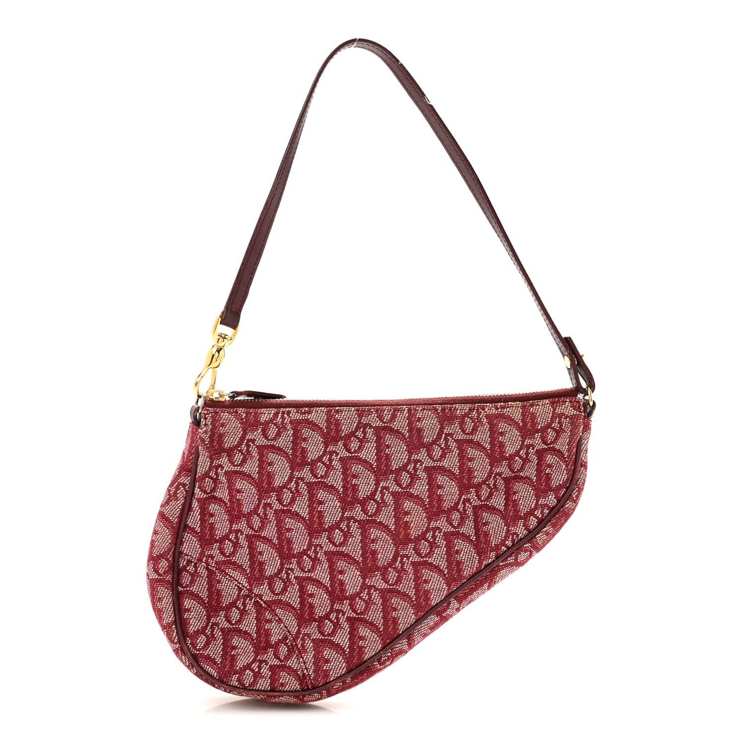 Christian Dior Monogram Mini Saddle Pochette Burgundy