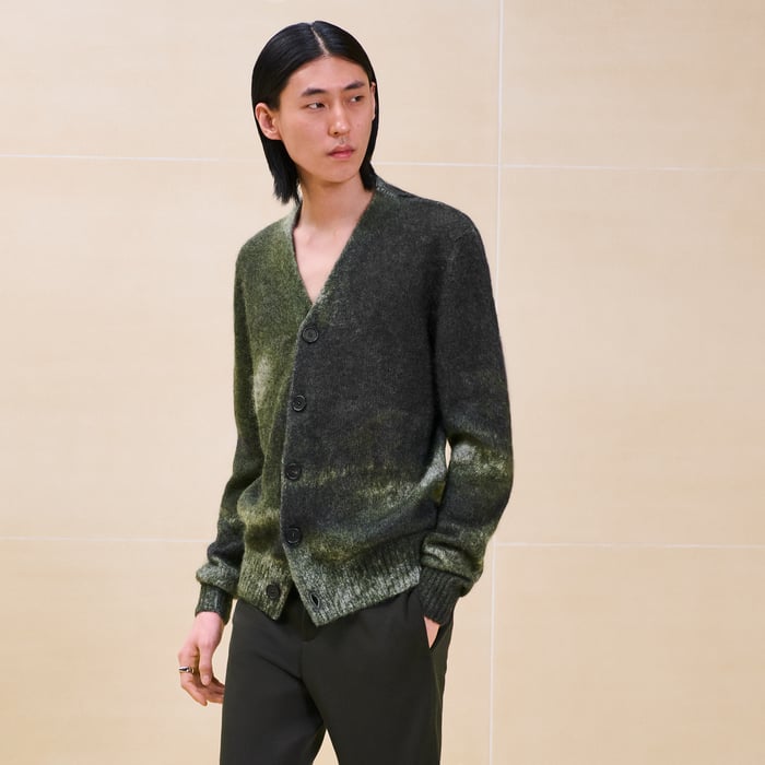 Kaki "Reflets Equestres" Buttoned Cardigan