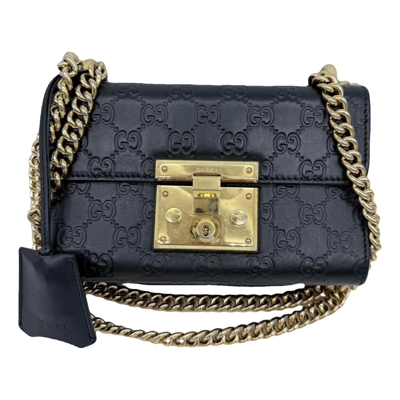 Padlock leather handbag