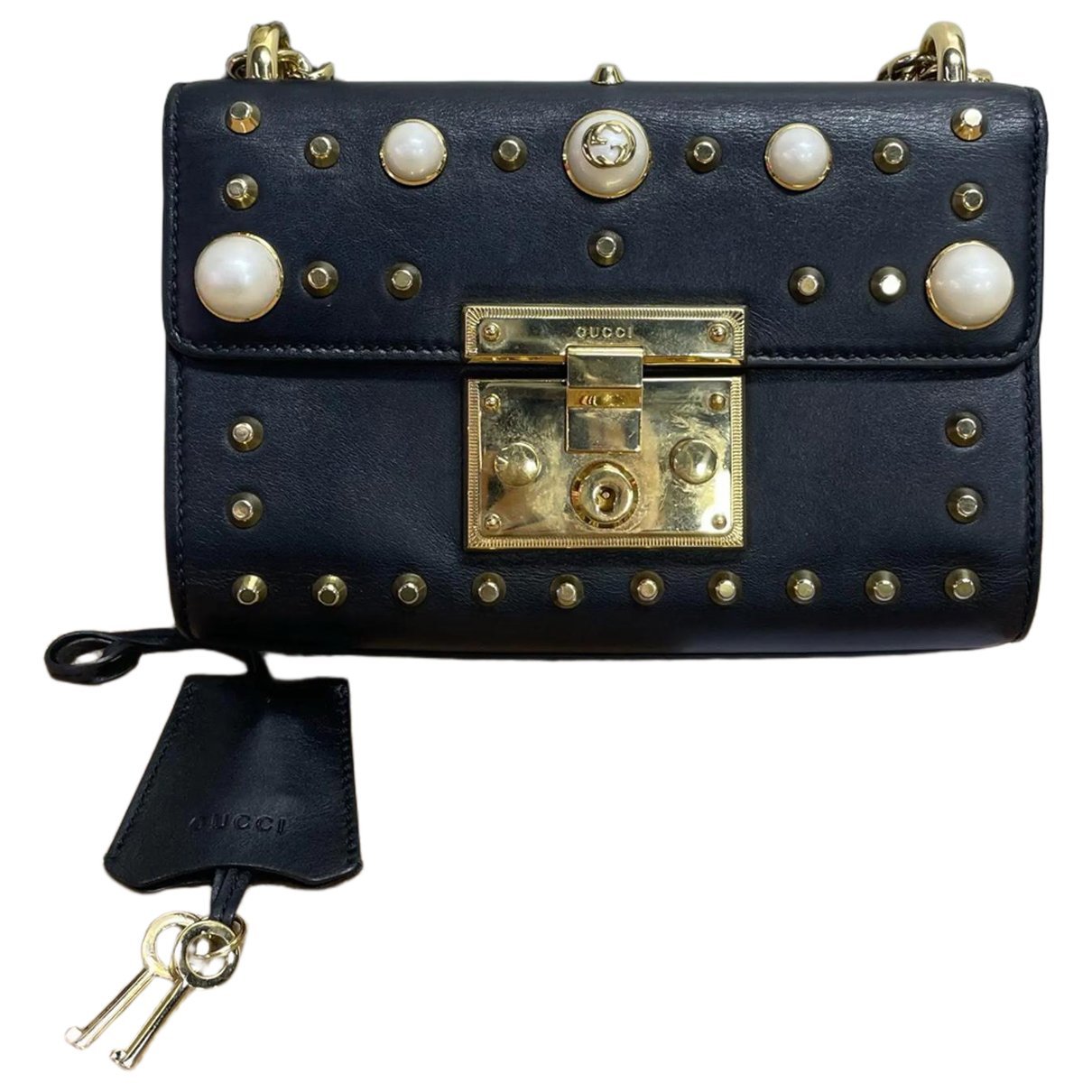 Padlock leather crossbody bag