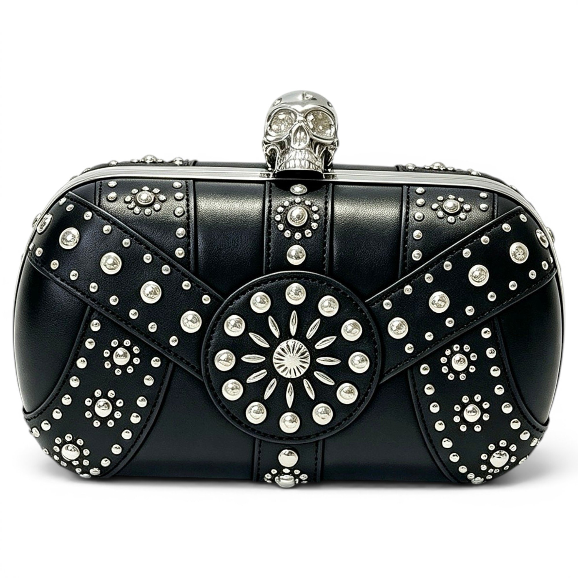 Skull leather clutch bag