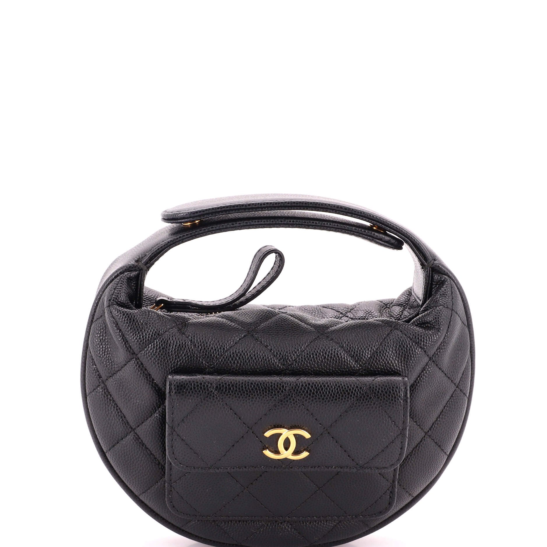 Polly Pocket Pouch Hobo Quilted Caviar Mini