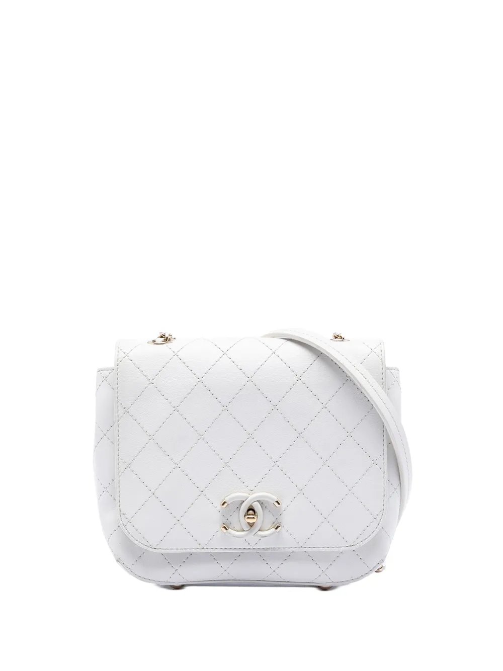 2019 Small Stitched Calfskin Covered CC Flap crossbody bag